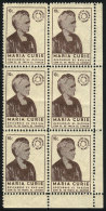 MARIE CURIE, Discoverer Of Radium, Used In Cancer Treatment, MNH Block Of 6, VF Quality! - Autres & Non Classés