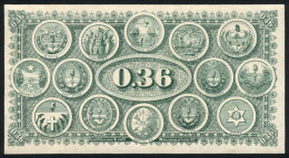 PROOF Of The Back Side Of A "banknote" Of 36c. Printed By Guillermo Kraft, VF And Rare! - Sonstige & Ohne Zuordnung