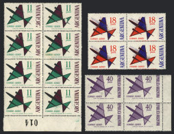 3 Blocks Of 4 Or Larger Of Airmail Stamp (stilyzed Airplane), With Nice Varieties, VF General Quality, Very... - Verzamelingen & Reeksen