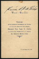 PERÓN, EVA: Her Signature On The Cover Of The Menu Of A Dinner Organized By University Proffesors Of... - Autres & Non Classés