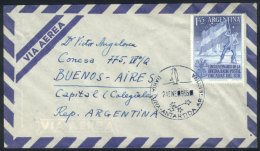 Cover With The Very Rare Cancel Of The Base BAHÍA LUNA - 24/JA/1955, Excellent Quality - Autres & Non Classés