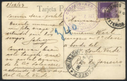 FLIGHT TO REACH SHIP (Vuelo De Alcance): PC Franked By GJ.604, Sent Via Latecoere On 8/DE/1927 To Steamship CONTE... - Autres & Non Classés