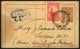 5c. Moreno Lettercard + 50c. Petroleum (total Postage 55c.) Sent By Registered Mail From Mendoza To B.Aires On... - Autres & Non Classés