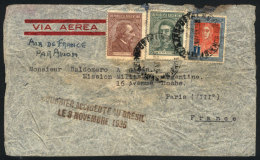 PLANE WRECK: Airmail Cover Sent From Buenos Aires To France Via Air France On 2/NO/1935, With Notable Damage... - Sonstige & Ohne Zuordnung