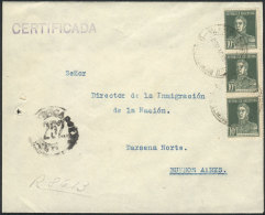 Cover Franked With 30c. (strip Of 3 San Martín W/o Period 10c.), Sent From PUERTO MONTECARLO (Misiones) To... - Autres & Non Classés