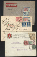 3 Airmail Covers Franked With High Values Of The First Airmail Issue, Posted To Europe In 1928/9, Nice Postages,... - Andere & Zonder Classificatie