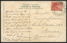 PC Franked By GJ.342, With Rare "SUC. Nº1-MAR DEL PLATA-24/FE/1915" Cancel, Sent To B.Aires, VF! - Andere & Zonder Classificatie