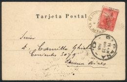 PC Sent From Rosario To B.Aires On 23/MAY/1905, Franked By GJ.222, With Rare "ESTAFETA FLUVIAL Nº10" Cancel,... - Sonstige & Ohne Zuordnung