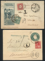 2 Postal Stationery Items With Additional Franking Of Liberty Seated, Sent To Uruguay In 1900 And 1903, FINED, The... - Sonstige & Ohne Zuordnung