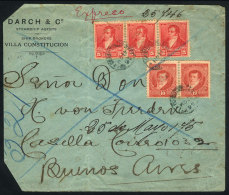 Express Cover Sent To Buenos Aires On 11/NO/1895, Franked With 35c. And With The Very Rare Small Datestamp Of VILLA... - Sonstige & Ohne Zuordnung