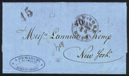 DOUBLE CROSSING OF THE ATLANTIC: Entire Letter Sent From Buenos Aires To New York On 27/NO/1862 By British Mail,... - Sonstige & Ohne Zuordnung