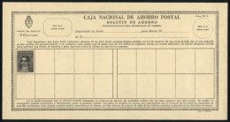 Postal Savings Card Of 5c. Moreno Printed On Thick Paper With Casa De Moneda Watermark, Unused, Excellent Quality! - Entiers Postaux