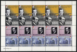 ROWING POSTAL: Guglielmo Marconi, Year 1999, Complete Sheet Of 5 Sets, MNH, Excellent Quality! - Telegraafzegels