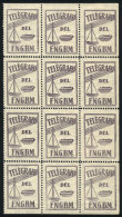 Old Telegram Seal Of F.N.G.B.M. Railway, Block Of 12, Mint No Gum, VF Quality, Rare! - Télégraphes