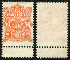 GJ.49A, Telegraph Of The Prov. Of Buenos Aires 40c. WITH WATERMARK Letters, VF And Rare! - Telegraafzegels