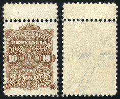 GJ.48A, Telegraph Of The Prov. Of Buenos Aires 10c. WITH WATERMARK Letters, VF And Rare! - Télégraphes