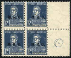 GJ.606CD, Block Of 4 With Labels At Right, The Lower Label Decorated With Original Lines Of The Impression, Mint... - Dienstzegels