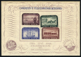 GJ.11, 1948 Postal Service 200 Years (ships, Horses, Sailing Boats, Trains), PROOF On Original Paper With Gum, The... - Blocs-feuillets