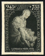 GJ.1002, 1951 Eva Perón Foundation (La Pietá, Of Michelangelo), PROOF In The Adopted Color,... - Poste Aérienne