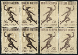 GJ.864, 1942 50c. Mercury Unwatermarked, Block Of 4 With Variety: OFFSET IMRESSION ON BACK, VF Quality, Very Nice.... - Poste Aérienne