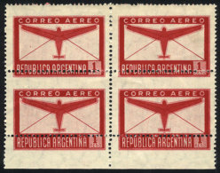 GJ.847, Block Of 4 With Variety: STRONGLY SHIFTED PERFORATION, Fantastic And Excellent Quality! - Posta Aerea