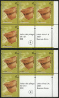 GJ.3094bCO3, 2 Blocks Of 4 Stamps + 2 Labels (3-line Inscription) With And Without Color Line In The Labels, VF... - Autres & Non Classés