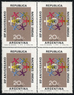 GJ.1547, 1970 UNO 25 Years, Block Of 4 With VARIETY: Yellow Color With Strong Rightward Shift, VF Quality! - Autres & Non Classés