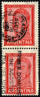 GJ.1134, 2P. San Martín With LINED FACE Instead Of Dotted, Fantastic Used Vertical Pair, Extremely Rare... - Other & Unclassified