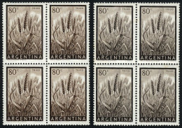 GJ.1044A, The Rare GRAY-BROWN Color, Block Of 4 MNH But With Some Stain Spots On Gum, Along One In The Normal Color... - Andere & Zonder Classificatie