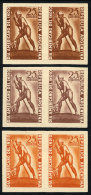 GJ.956, 1948 American Indian, TRIAL COLOR PROOFS, 3 Imperforate Pairs Printed On Regular Paper, VF Quality! - Sonstige & Ohne Zuordnung