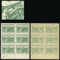 GJ.679, 1930 Revolution 3c. Green, Block Of 6 With Offset Impression On Back, One With Additional Variety: "flag... - Sonstige & Ohne Zuordnung