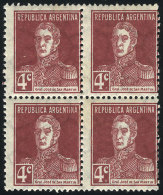 GJ.598c, Block Of 4 Formed By 2 Pairs WITH AND WITHOUT PERIOD, Excellent Quality, Catalog Value US$50+ - Andere & Zonder Classificatie