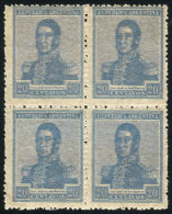 GJ.472a, 1918 20c. San Martín Unwatermarked, Block Of 4 With COMPLETE DOUBLE IMPRESSION Var., Excellent... - Andere & Zonder Classificatie