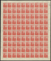 GJ.342, 1912 5c. Plowman, Vertical Honeycomb Wmk, German Paper, COMPLETE SHEET Of 100 Stamps, Unmounted, Very Fine... - Other & Unclassified