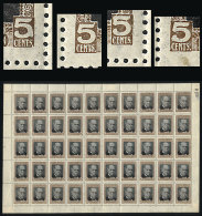 GJ.316, 1911 Sarmiento, Complete Sheet Of 50 With The 4 Most Popular Varieties: "left 5 With Serif" (position 14),... - Autres & Non Classés