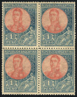 GJ.299, Block Of 4 Of The High Value Of The San Martin In Oval Issue, Handsome, Catalog Value US$80. - Autres & Non Classés