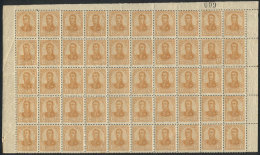 GJ.294, 1908 San Martín In Oval 12c. Orange, Top Half Of A Sheet Of 100, Unmounted, Excellent Quality,... - Sonstige & Ohne Zuordnung