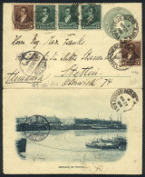 GJ.176 (strip X3) + 175 X2 On 4c. Postal Letter With View On Reverse (fruit Market), Sent From Buenos Aires To... - Autres & Non Classés