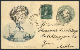 GJ.176 On A 4c. Liberty PS Card Ilustrated (San Martín Monument), Sent On 15/MAR/1898 From B.Aires To... - Otros & Sin Clasificación