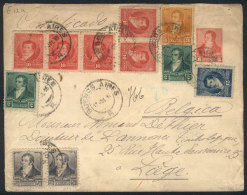 5c. Rivadavia PS Cover  + GJ.137 Pair + 139 X2 + 140 + 143 X5 + 144, Sent Registered From Buenos Aires To Belgium... - Sonstige & Ohne Zuordnung