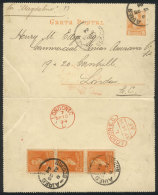 GJ.140 Strip Of 3 On 3c. Wrapper, Sent From Buenos Aires To London 23/AUG/1894, Excellent Quality! - Other & Unclassified