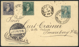 GJ.137+139 On A 4c. PS Card, Sent From Buenos Aires To Germany On 13/JA/1895, Excellent Quality! - Other & Unclassified