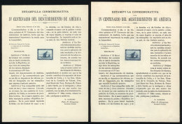 GJ.135/136, 1892 Discovery Of America (Columbus Ships), The Set Of 2 Die Proofs With The Decree Of The Issue,... - Autres & Non Classés