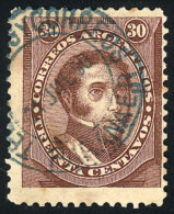 GJ.91A, 30c. Dorrego, In The Rare REDISH CHOCOLATE Color, With Blue Datestamp Of PARANÁ, Very Nice! - Autres & Non Classés