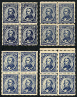 GJ.80 + 80A, ½c. Urquiza, Blocks Of 4 In Light Blue, Blue, Dark Blue And Indigo, VF! - Other & Unclassified