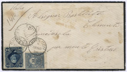 GJ.55 + 79 Franking A Mourning Cover Sent To Italy On 18/NO/1883, With Small Circular Datestamps Of CHIVILCOY (2)... - Sonstige & Ohne Zuordnung