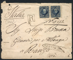 GJ.24 Pair Franking A Registered Cover Sent From Buenos Aires To Italy On 20/NO/1887, With Little Defect But Nice... - Sonstige & Ohne Zuordnung