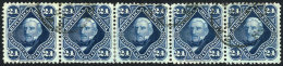 GJ.55, 1877 24c. San Martín, Used Strip Of 5, VF Quality, Rare! - Autres & Non Classés