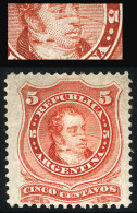 GJ.37, 1867 5c. Rivadavia With Groundwork Of Horizontal Lines, With Very Interesting Variety: "notable Small Line... - Altri & Non Classificati