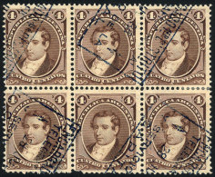 GJ.36, 4c. Moreno, Block Of 6 With Expedicion Or Bulk Mail Cancellation, VF Quality! - Andere & Zonder Classificatie